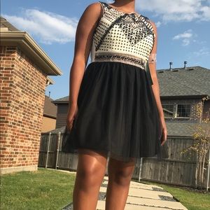 Black and creme formal dress